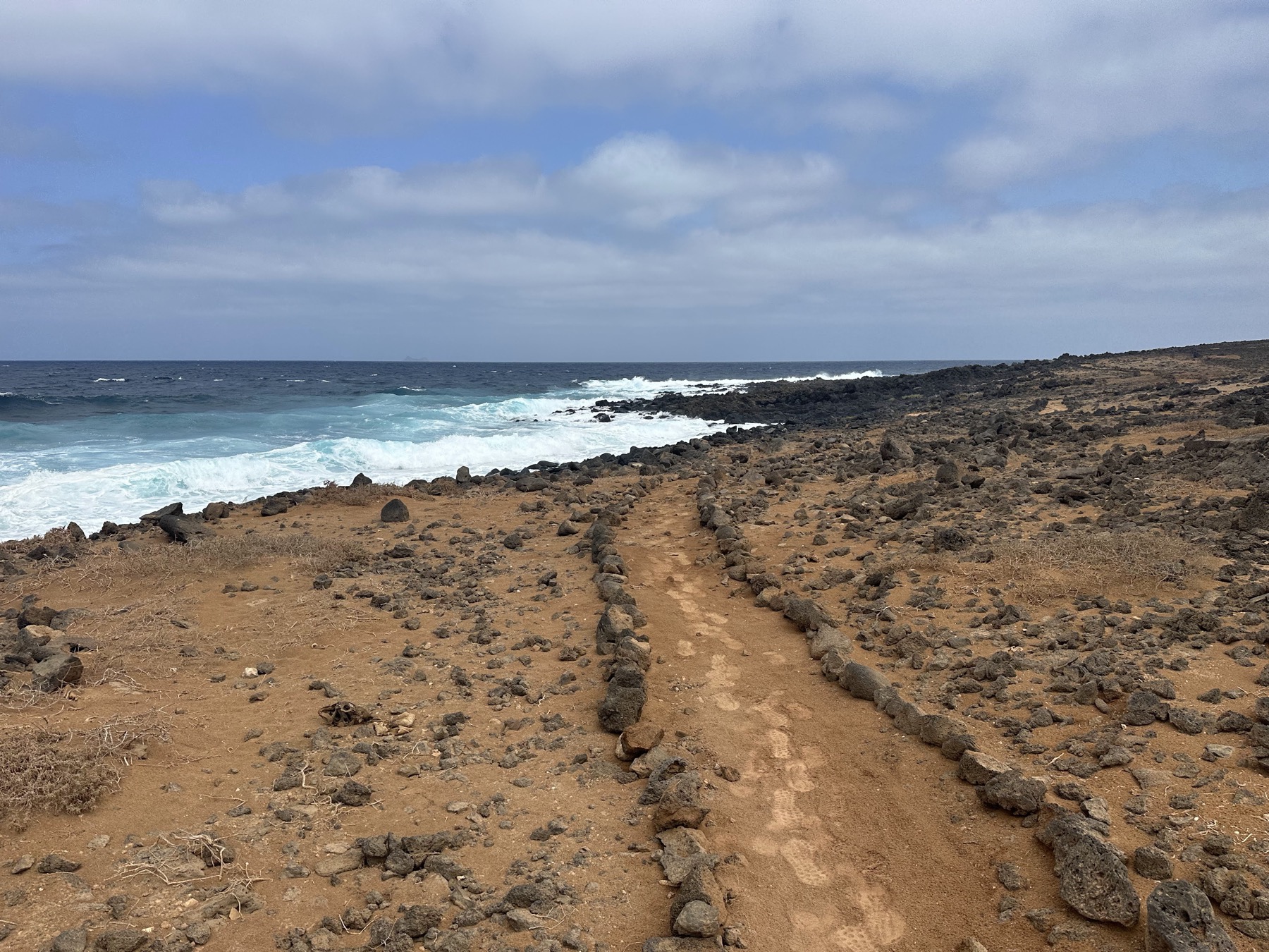 Paisaje volcánico y costa cerca de Pedro Barba en La Graciosa